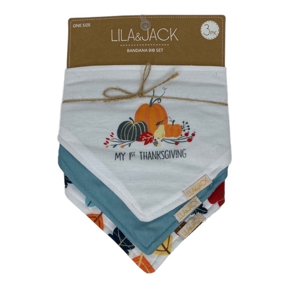 “My First Thanksgiving” Bandana Bib Set 3 PK NWT - Picture 1 of 12